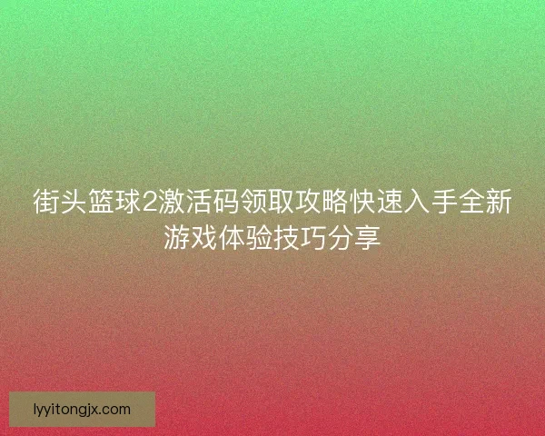街头篮球2激活码领取攻略快速入手全新游戏体验技巧分享 街头篮球2激活码领取攻略快速入手全新游戏体验技巧分享